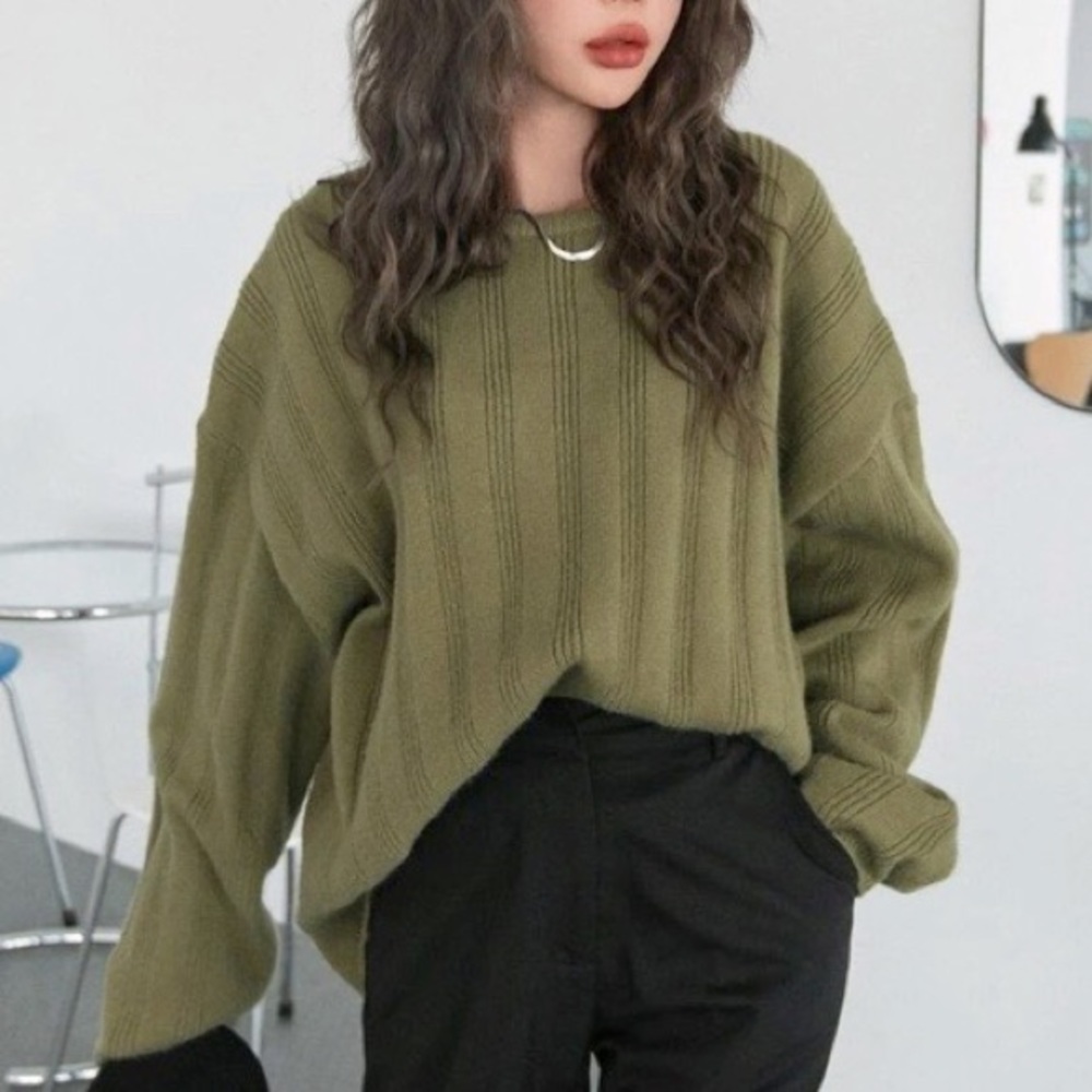 Oversize Army Green Sweater